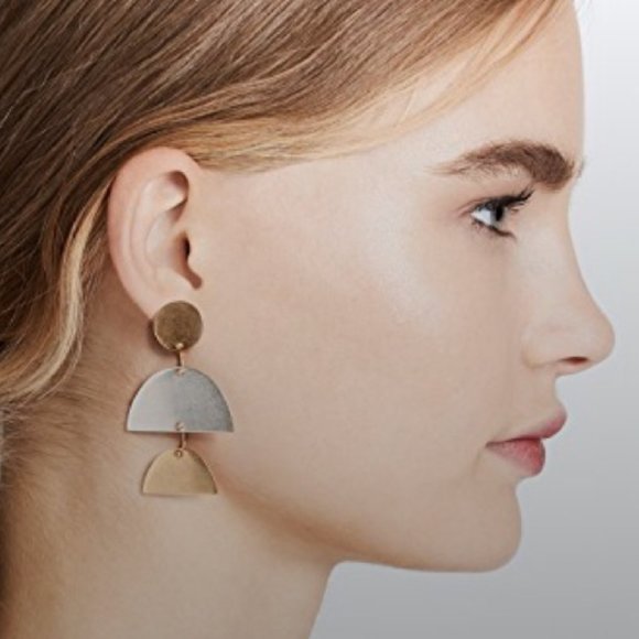 Madewell Jewelry - Madewell Sculpture Statement Earrings in Mixed Metal Sterling Posts
